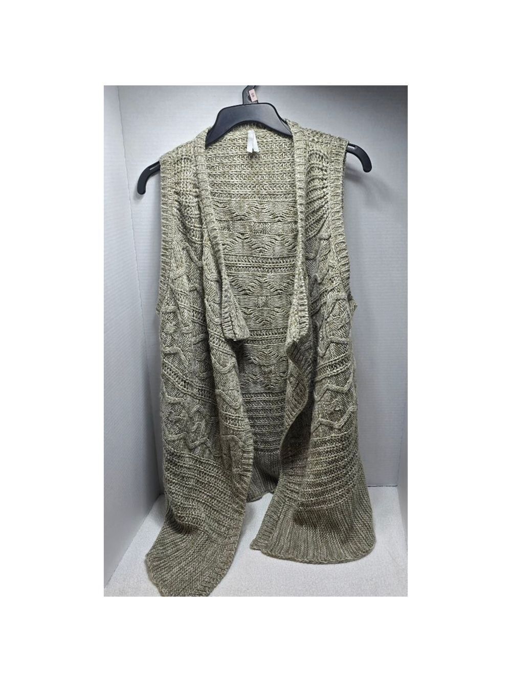 Women's Vanity Beige Knit Open Front Vest